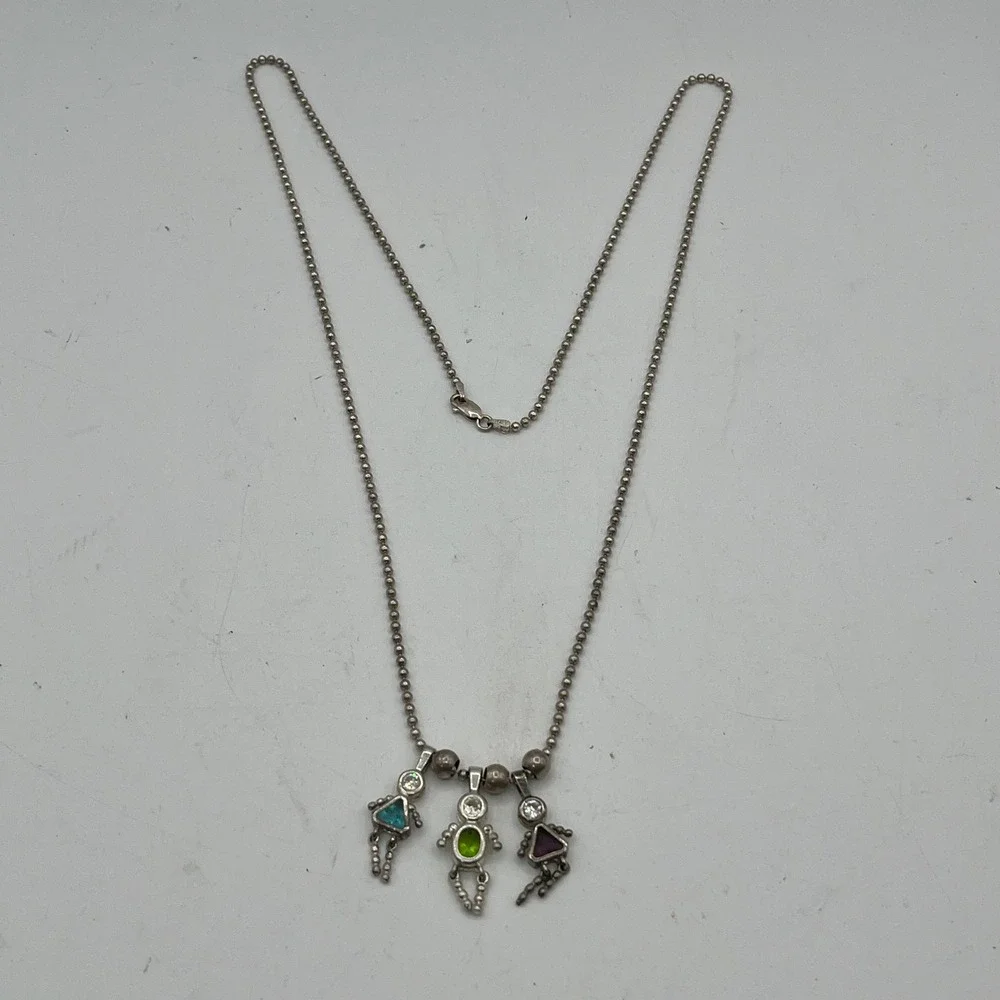 Silver 925 Ball Bead Chain Birthstone Kids Charm‎ Pendants Aug Feb. Dec Necklace